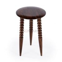 Fluornoy Tripod Solid Wood Accent Table – Round Mango Wood End Table by Soni Art - Image 8