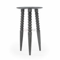 Fluornoy Tripod Solid Wood Accent Table – Round Mango Wood End Table by Soni Art - Image 6
