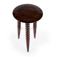 Fluornoy Tripod Solid Wood Accent Table – Round Mango Wood End Table by Soni Art - Image 5