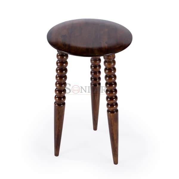 Fluornoy Tripod Solid Wood Accent Table – Round Mango Wood End Table by Soni Art | Wooden Side Table | Side Table with 3 Legs | Wooden Side Table