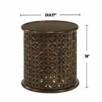 Imperial Handcarved Wooden Drum Side Table with Lattice Design Round End Table Soni Art - Image 6