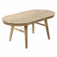 Conan Oval Mango Wood Coffee Table 38 Inch by Soni Art - Image 3