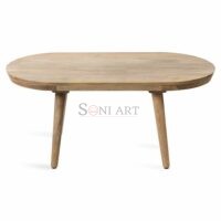 Conan Oval Mango Wood Coffee Table 38 Inch by Soni Art - Image 6