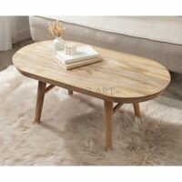 Conan Oval Mango Wood Coffee Table 38 Inch by Soni Art | Wooden Coffee Table by Soni Art | Living Room Furniture by Soni Art | Mango Wood Furniture Online
