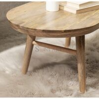 Conan Oval Mango Wood Coffee Table 38 Inch by Soni Art - Image 10