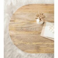 Conan Oval Mango Wood Coffee Table 38 Inch by Soni Art - Image 11