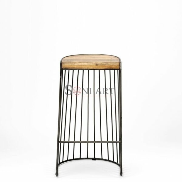 Marisol Wood and Iron Bar & Counter Stool Kitchen Counter Stool Industrial Design | Iron Bar Stool | High Bar Chair & Stool | Soni Art