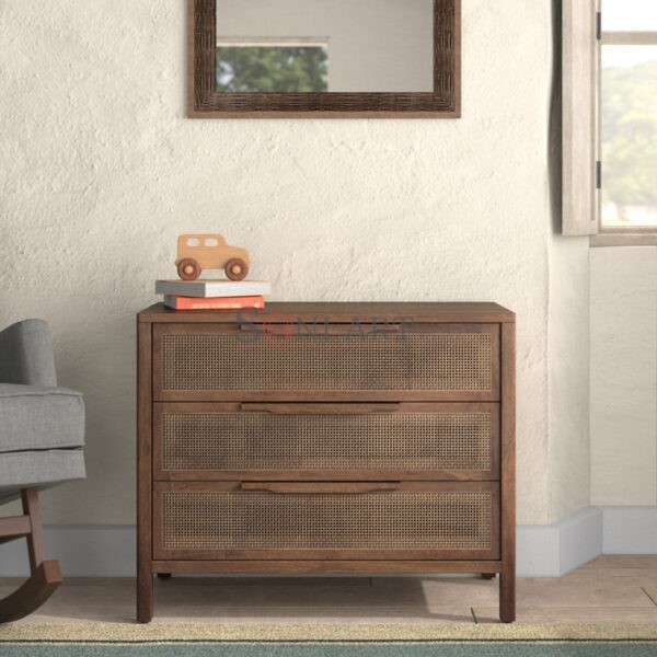 Ashley Chest Of Drawers Cane Dresser Natural Cane Solid Wood Soni Art | Wooden Cane Dresser | Solid Wood Chest of Drawers | Soni Art
