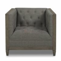 Greyport Coastal Farmhouse Upholstered Armchair with Tufted Back Solid Wood Frame Soni Art - Image 5
