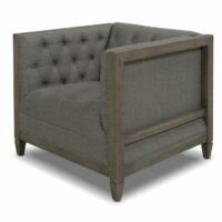 Greyport Coastal Farmhouse Upholstered Armchair with Tufted Back Solid Wood Frame Soni Art - Image 2
