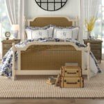 Shorehaven Cane Panel Bed in Off White – Solid Wood Bed Frame | Soni Art | Wooden Double Bed | Cane Double Bed | Solid Wood Bedroom Furniture Online