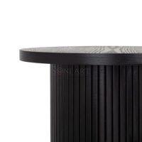 Stria Round Wood End Table Line Grain Solid Circle Pedestal Side Table - Image 8