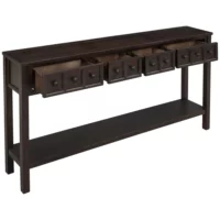 Glone Rustic Entryway Console Table, 5 Ft. Long with Two Sizes Drawers & Bottom Shelf for Storage - Image 4
