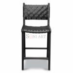 Noir Elegance Leather Wooden Counter Chair / Stool 25" | Wooden Counter Stool | Wooden High Chair & Stool Online | Leather Chairs | Bar Chairs | Soni Art