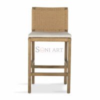 Sarve Solid Wood Rope Back Bar Stool with Performance Fabric – Soni Art | Wooden Bar Stool | Wooden Rope Stool | Bar Stool made of Solid Wood | Soni Art
