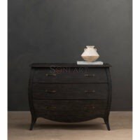 Hextor Three Drawer Dresser in Distressed Black – European Antique Style | Soni Art - Image 9