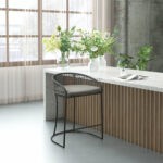 Hermosa 25" Woven Low Back Counter Stool with Iron Frame – Coastal Style | Soni Art | Bar Stool | Metal Bar Stool | High Bar Chairs | Soni Art | Bar Furniture in India