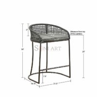 Hermosa 25" Woven Low Back Counter Stool with Iron Frame – Coastal Style | Soni Art - Image 4