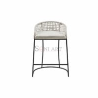 Hermosa 25" Woven Low Back Counter Stool with Iron Frame – Coastal Style | Soni Art - Image 3