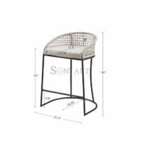 Hermosa 25" Woven Low Back Counter Stool with Iron Frame – Coastal Style | Soni Art - Image 5