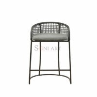 Hermosa 25" Woven Low Back Counter Stool with Iron Frame – Coastal Style | Soni Art - Image 2
