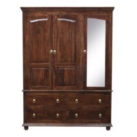 Cava Solid Sheesham Wood Wardrobe - With Dressing Glass Wardrobe - Image 2