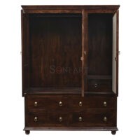 Cava Solid Sheesham Wood Wardrobe - With Dressing Glass Wardrobe - Image 4