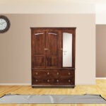 Cava Solid Sheesham Wood Wardrobe - With Dressing Glass Wardrobe | Wooden Wardrobe with Glass| Dressing Wardrobe for Bedroom | Sheesham Wood Furniture Online | Soni Art