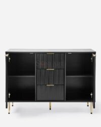 Lunora Modern Black Ribbed Sideboard with Brass Legs Storage Cabinet Soni Art - Image 3