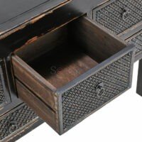 Imperial 78" Solid Reclaimed Wood Heavy Carved Console Table - Image 6