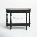 Aberdale 40'' Genuine Marble Console Table | Solid Wood Console table | Entryway Wooden Console Table | Soni Art