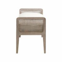 Ashley Solid Wood 2-Seater Bench with Cane Side Panels Upholstered Seat | Living Room or Entryway | Soni Art - Image 4