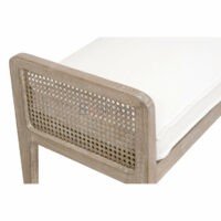 Ashley Solid Wood 2-Seater Bench with Cane Side Panels Upholstered Seat | Living Room or Entryway | Soni Art - Image 6