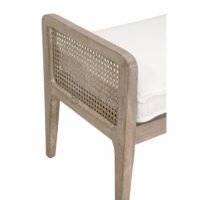 Ashley Solid Wood 2-Seater Bench with Cane Side Panels Upholstered Seat | Living Room or Entryway | Soni Art - Image 5