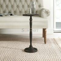 Crawford Vintage Black Metal End Table – Traditional Accent Table by Soni Art - Image 2