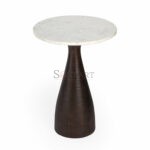 Pollen Wooden and Marble End Table Living Room Hallway | Solid Wood End Table | Wooden End Table | Soni Art