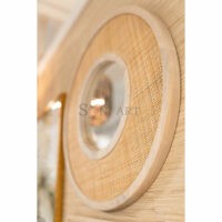 Klen Round Wall Mirror with Solid Wood Woven Cane Frame | Natural Accent Mirror for Bedroom or Entryway | Soni Art - Image 8
