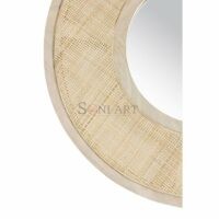 Klen Round Wall Mirror with Solid Wood Woven Cane Frame | Natural Accent Mirror for Bedroom or Entryway | Soni Art - Image 5