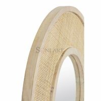 Klen Round Wall Mirror with Solid Wood Woven Cane Frame | Natural Accent Mirror for Bedroom or Entryway | Soni Art - Image 4