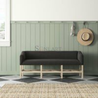 Forenza Upholstered Bench with Cross-Hatch Base Armrests | Entryway or Bedroom Seating | Soni Art - Image 3