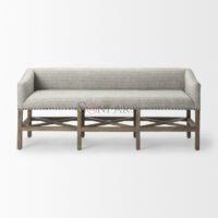 Forenza Upholstered Bench with Cross-Hatch Base Armrests | Entryway or Bedroom Seating | Soni Art - Image 2