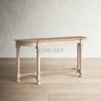 Hosten Natural Solid Wood Console Table | Half-Moon Entryway Table | Soni Art - Image 9