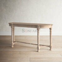 Hosten Natural Solid Wood Console Table | Half-Moon Entryway Table | Soni Art - Image 10