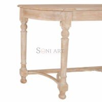 Hosten Natural Solid Wood Console Table | Half-Moon Entryway Table | Soni Art - Image 12