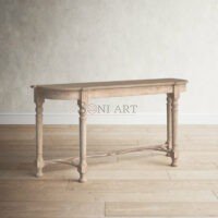Hosten Natural Solid Wood Console Table | Half-Moon Entryway Table | Soni Art - Image 2
