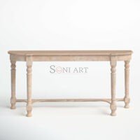 Hosten Natural Solid Wood Console Table | Half-Moon Entryway Table | Soni Art - Image 14