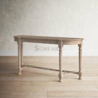 Hosten Natural Solid Wood Console Table | Half-Moon Entryway Table | Soni Art - Image 3
