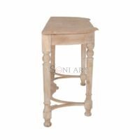 Hosten Natural Solid Wood Console Table | Half-Moon Entryway Table | Soni Art - Image 4