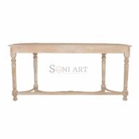 Hosten Natural Solid Wood Console Table | Half-Moon Entryway Table | Soni Art - Image 5