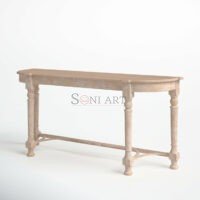 Hosten Natural Solid Wood Console Table | Half-Moon Entryway Table | Soni Art - Image 7